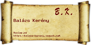 Balázs Kerény névjegykártya